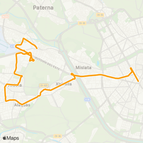 Metrobús València - Alaquàs - Salt de L'Aigua map