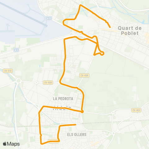 Metrobús Aldaia - Salt de L'Aigua map