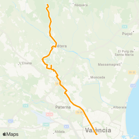 Metrobús València - Hospital Dr. Moliner map