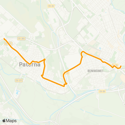 Metrobús Paterna - C.E. Burjassot map