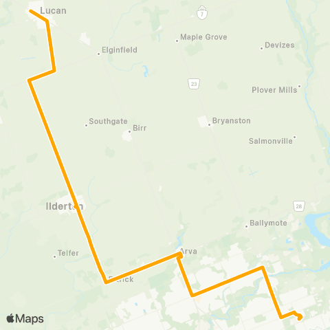 Middlesex County Connect Lucan - Ilderton - Arva - London map