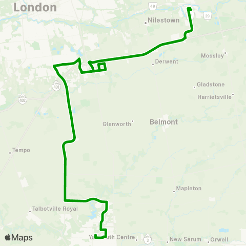 Middlesex County Connect Dorchester - London - St. Thomas - Southwold map