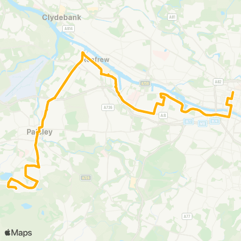 McGill's Bus Service Old Greenock Road - Caplaw Road map