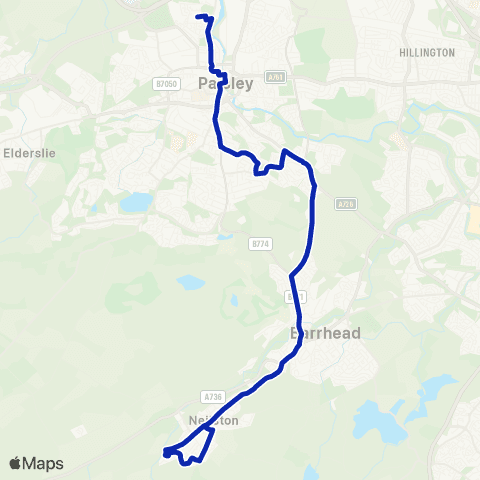 McGill's Bus Service Dykebar Hosp - Piazza Shopping Centre map