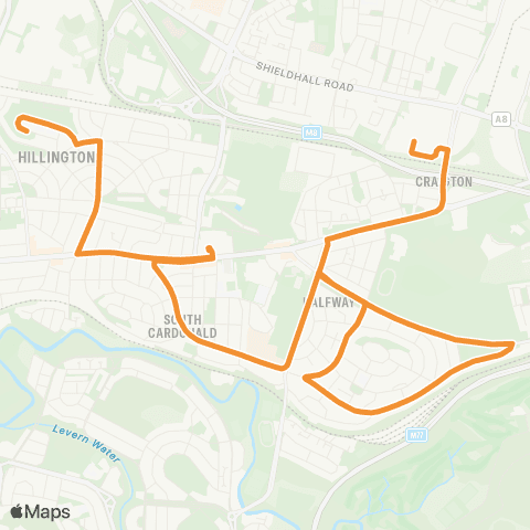McGill's Bus Service St Nicholas Church - Govan Asda Car Park map