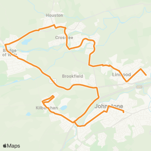 McGill's Bus Service Freeland Drive - Johnstone Station map