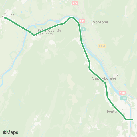 Grenoble M covoit' Lignes+ Pays Voironnais - Grenoble map