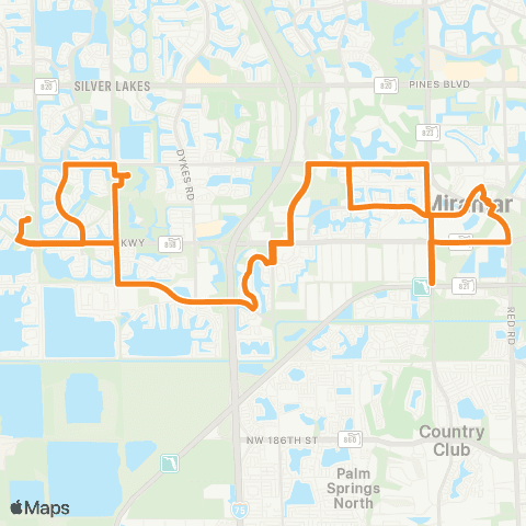 Miramar Community Shuttle Orange map