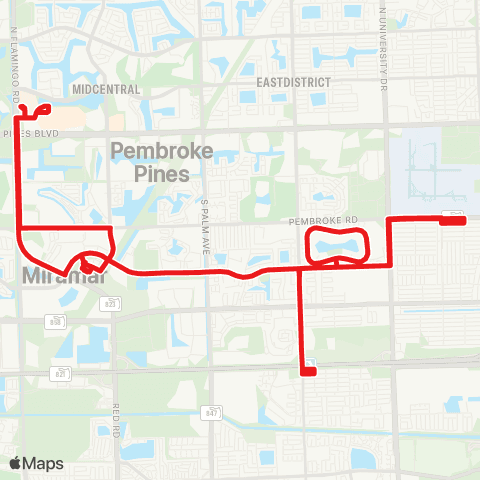 Miramar Community Shuttle Red map