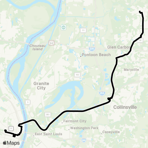 Madison County Transit 16X Edwardsville - Glen Carbon Express map