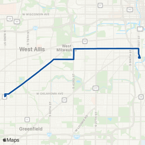 MCTS Greenfield Avenue - Beloit map