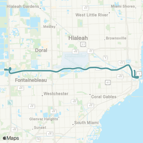 Miami-Dade Transit Highway 836 Express map