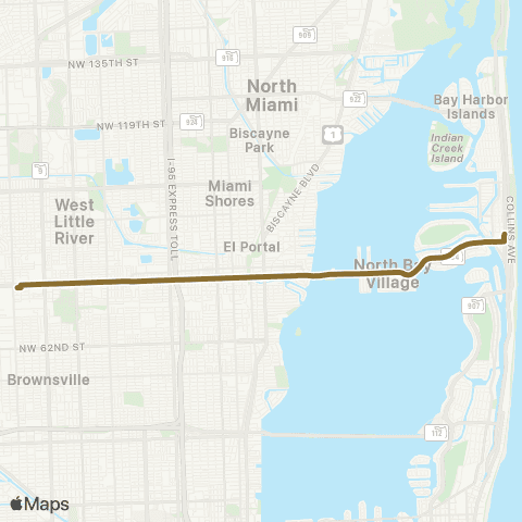 Miami-Dade Transit Miami Beach-Northside map