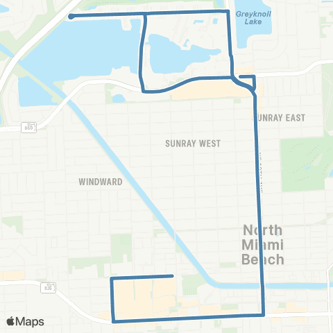 Miami-Dade Transit Skylake Circulator map