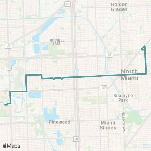 Miami-Dade Transit MDC North - NE 135 St / 12 Ave map