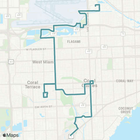 Miami-Dade Transit Airport-Gables-Child Hosp-Univ Stat map