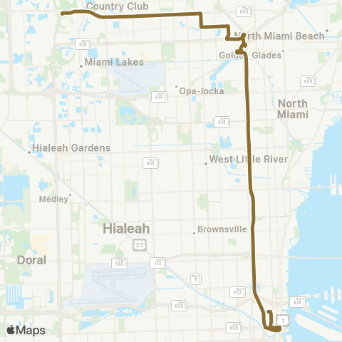 Miami-Dade Transit I-95 Golden Glades Express map