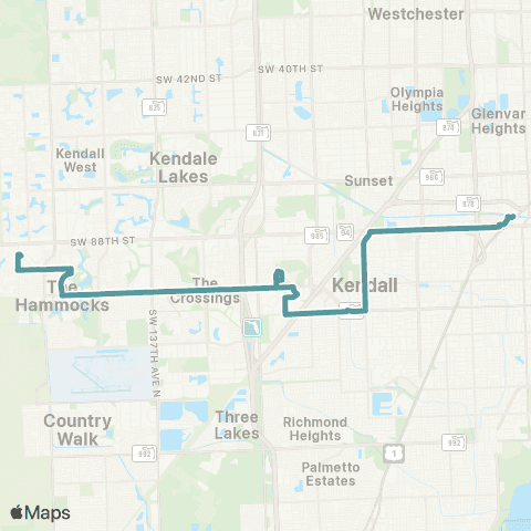 Miami-Dade Transit Hammocks-MDC-Dadeland No.Via 104 St map