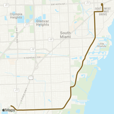Miami-Dade Transit Douglas Rd-Old Cutler-SW 136 St map