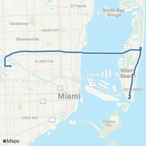 Miami-Dade Transit Miami Beach Airport Flyer map