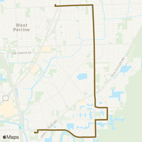 Miami-Dade Transit Cutler Bay to Richmond Dr Station map