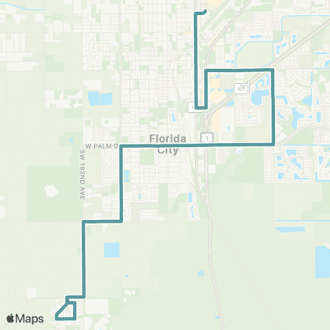 Miami-Dade Transit Homestead to Fl City map
