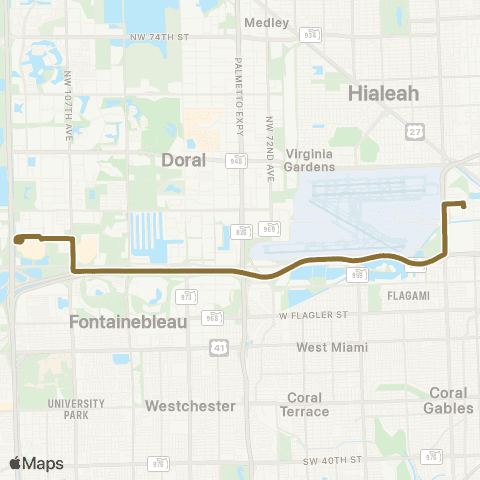 Miami-Dade Transit Weekend Express map