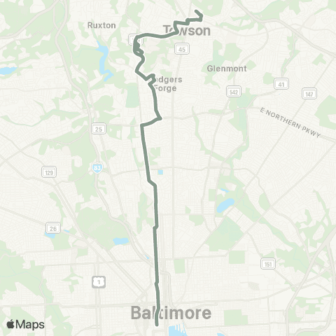 MDOT MTA Towson - Downtown map