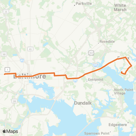 MDOT MTA Essex - West Baltimore MARC map