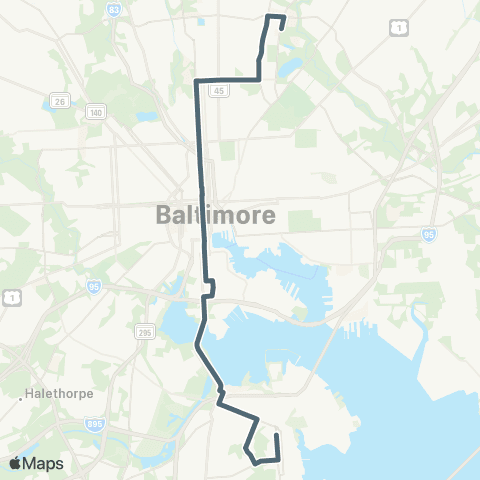 MDOT MTA Curtis Bay - Hopkins / Morgan State map