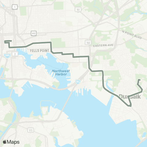 MDOT MTA Downtown - Dundalk map