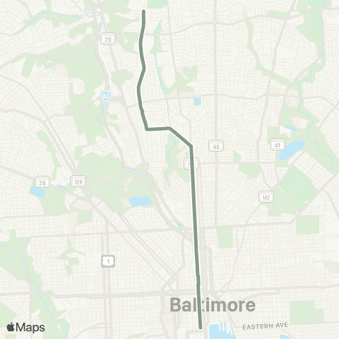 MDOT MTA Downtown - Roland Park map