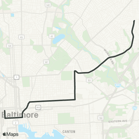 MDOT MTA Cedonia - Downtown map