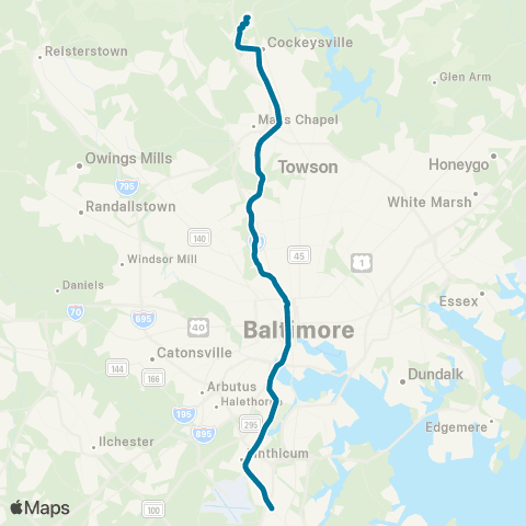 Light RailLink BWI Airport / Glen Burnie - Hunt Valley map