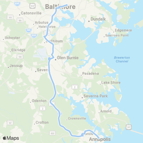 MTA Commuter Bus Baltimore - Annapolis map