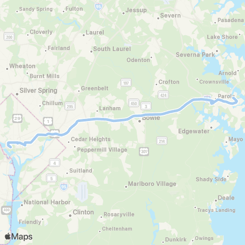 MTA Commuter Bus Annapolis - Washington DC map