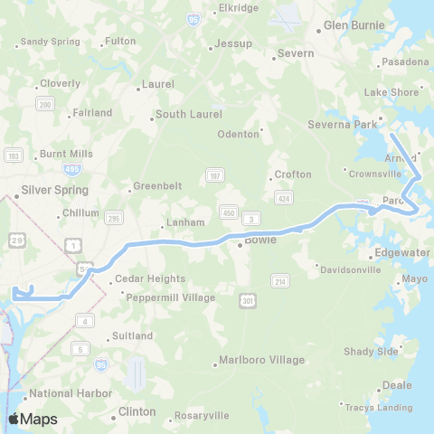 MTA Commuter Bus Severna Park & Annapolis - DC map