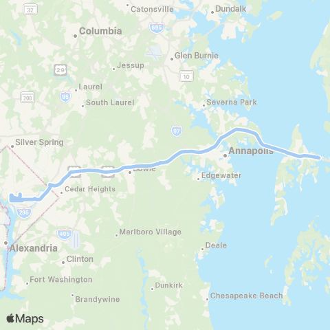 MTA Commuter Bus Kent Island & Davidsonville - DC map