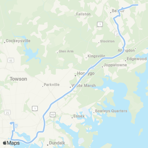 MTA Commuter Bus Churchville - Baltimore map