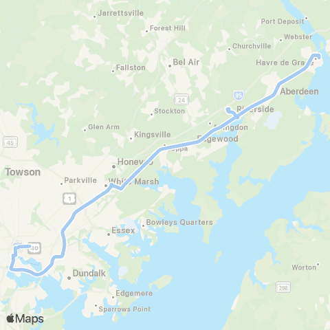 MTA Commuter Bus Havre De Grace - Hopkins map