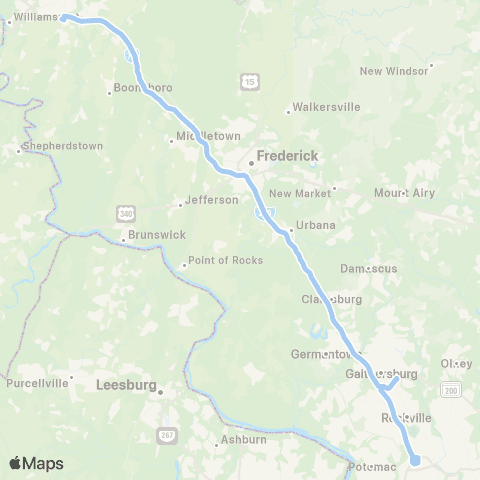 MTA Commuter Bus Hagerstown - Shady Grove / Rock Spring map