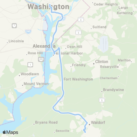 MTA Commuter Bus Waldorf - Washington DC map