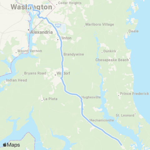 MTA Commuter Bus Charlotte Hall / Waldorf - DC map