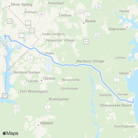 MTA Commuter Bus North Beach / PG Equestrian Ctr - DC map