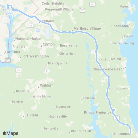 MTA Commuter Bus St Leonard / Prince Frederick - DC map