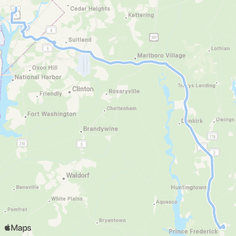 MTA Commuter Bus Pr Frederick / Dunkirk - Suitland / DC map