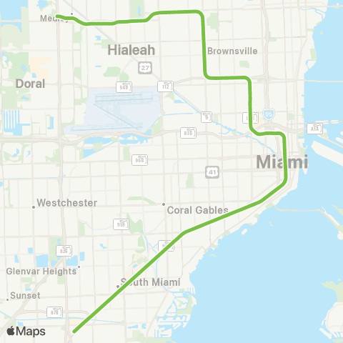 Miami-Dade Transit Green Line map
