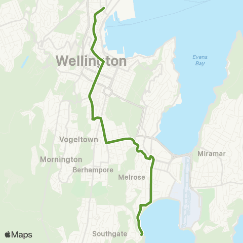 Metlink Lyall Bay / Rongotai - Kilbirnie - Newtown - Wellington map
