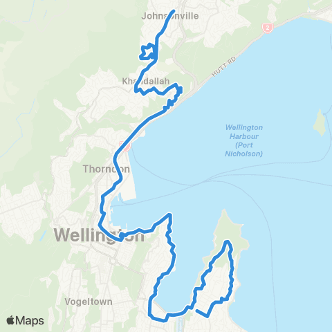 Metlink Johnsonville - Broadmeadows - Wellington - Miramar Hts map