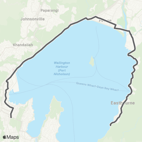 Metlink Eastbourne - Petone - Wellington map